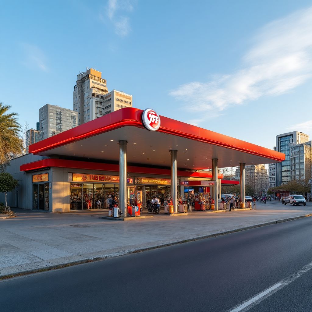 Estación de servicio YPF en zona urbana